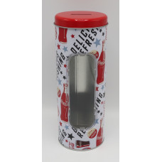 Coca-Cola metal canister/money bank 'Delicious Refreshing'