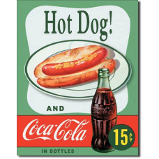 Metal sign Hot Dog' green background'